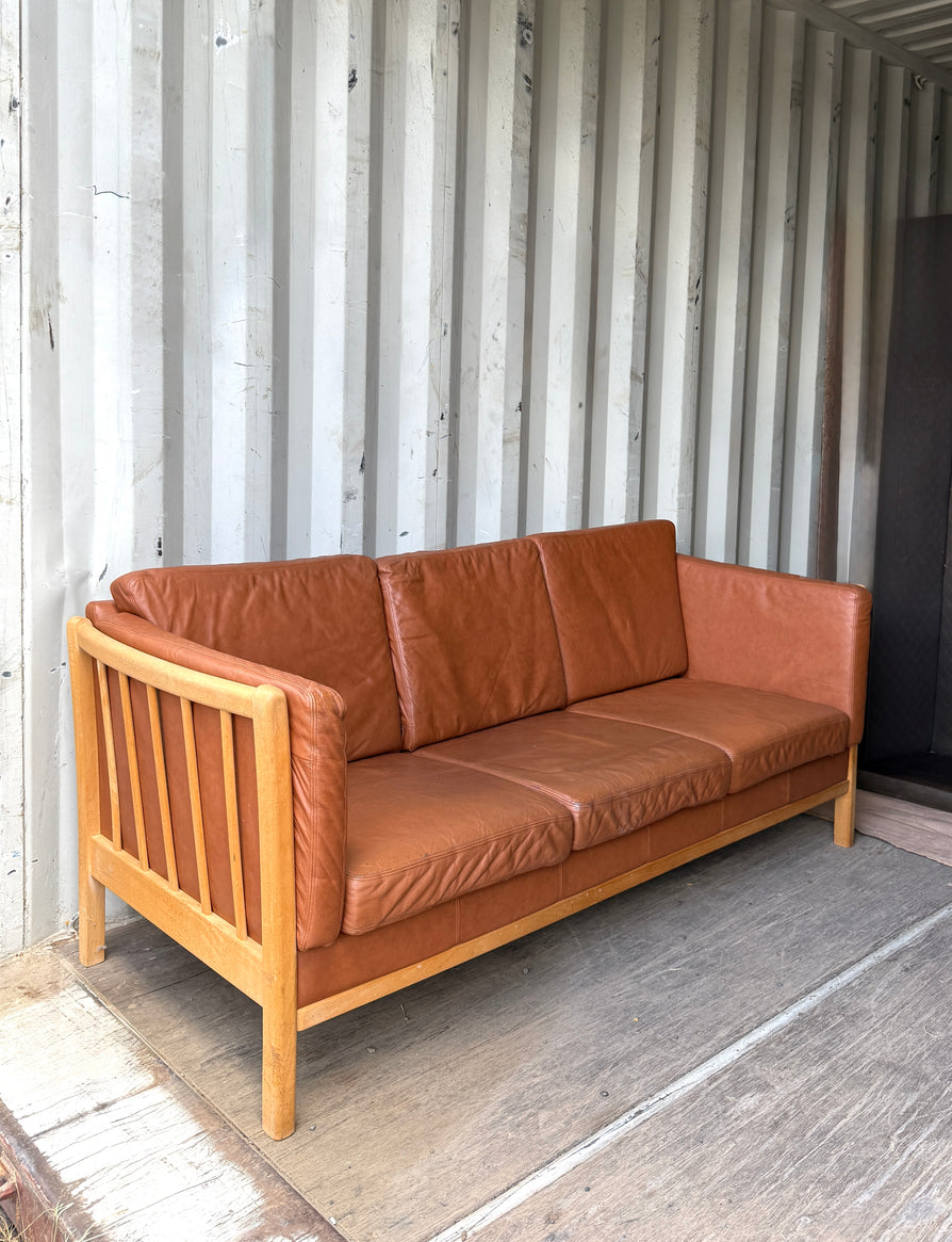 Three Seater Sofa in Tan Leather