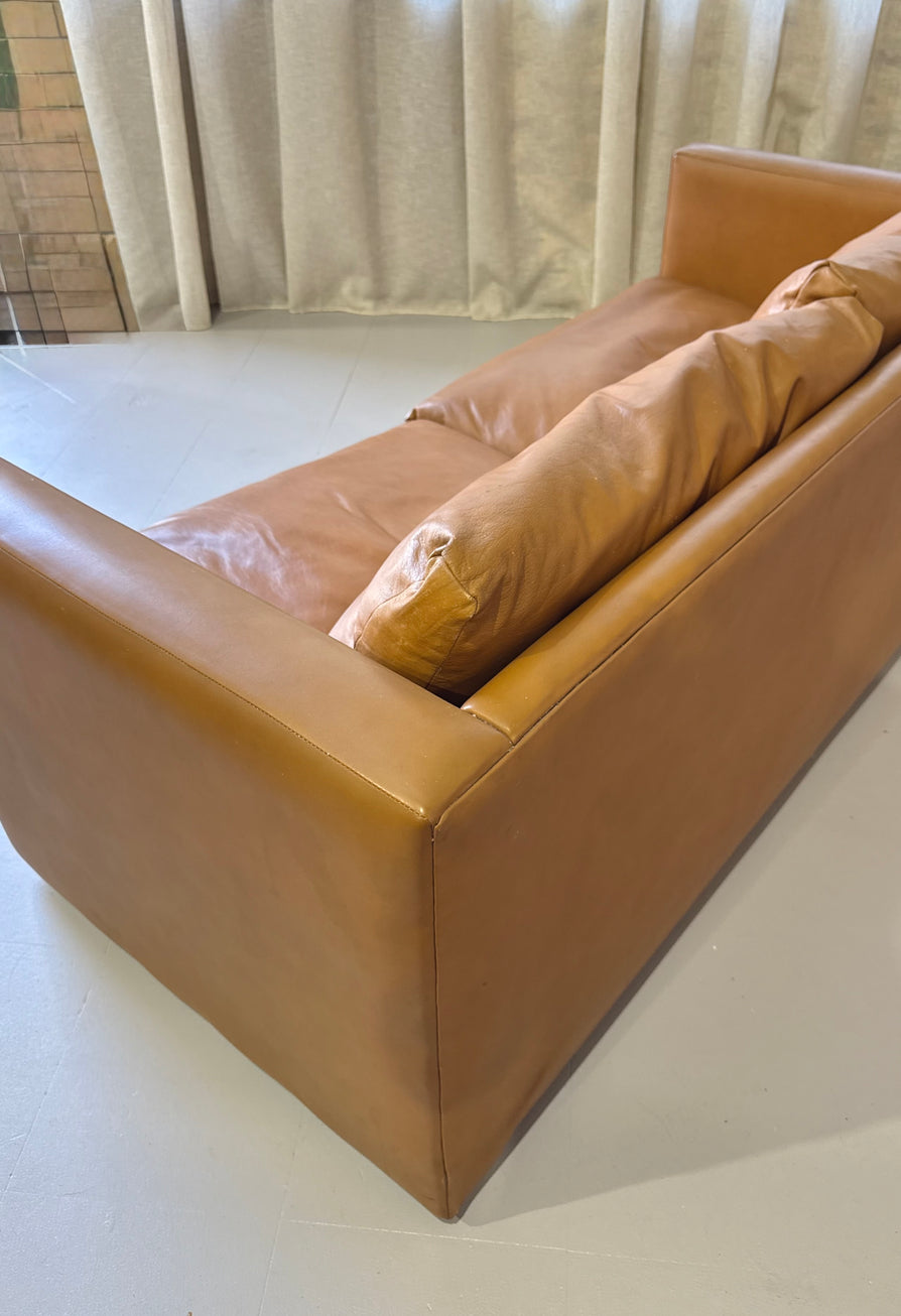 1970s Two Seater Sofa in Tan Leather