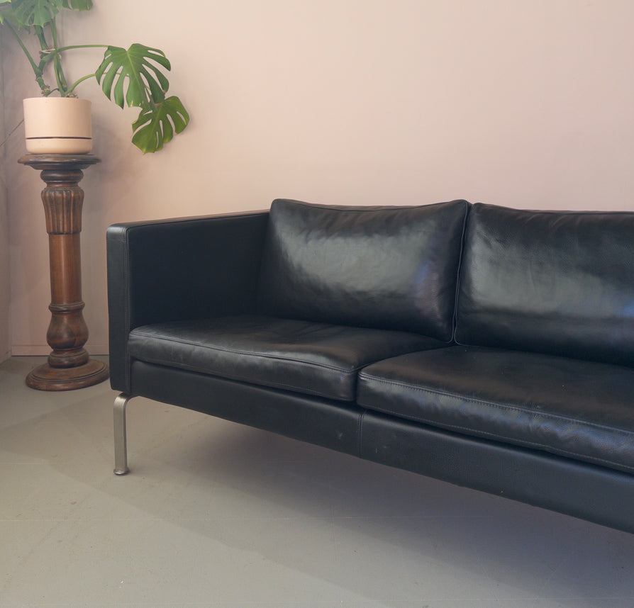 Okamura & Marquardsen 2.5 Seater Danish Sofa in Black Leather