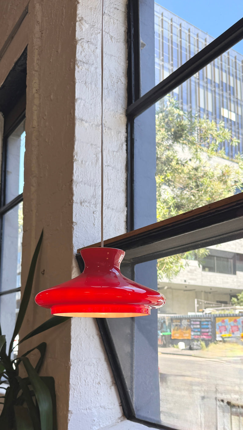 Mid Century Pendant in Red Glass