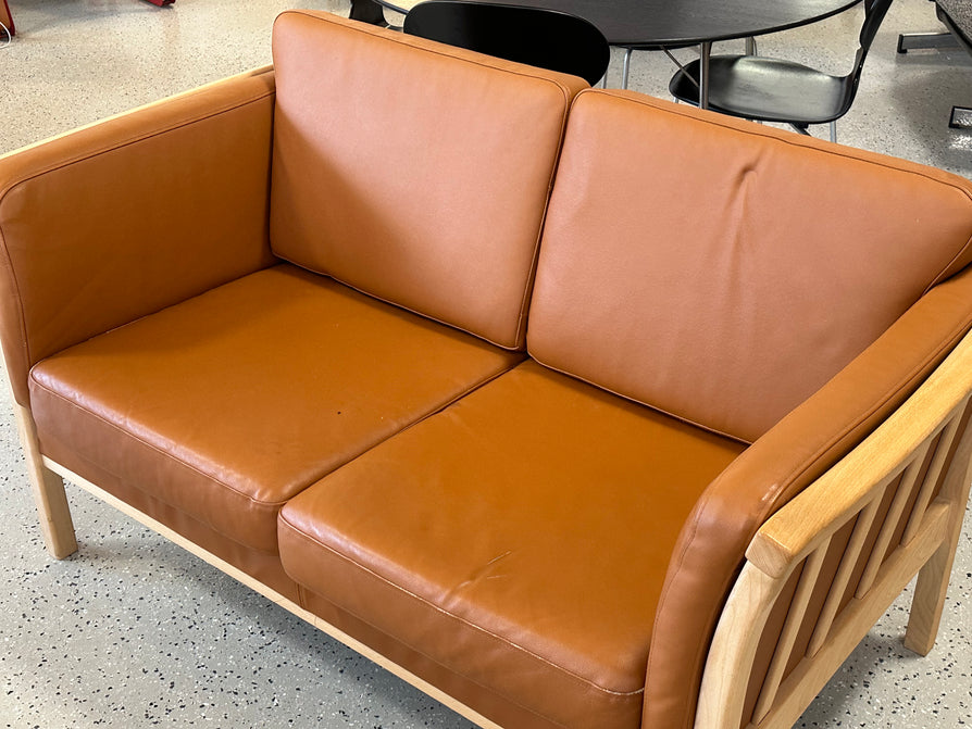 Danish Two Seater Sofa in Tan Leather