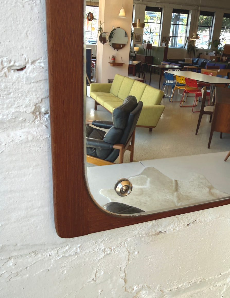 Danish Wall Mirror Set on a Teak Base
