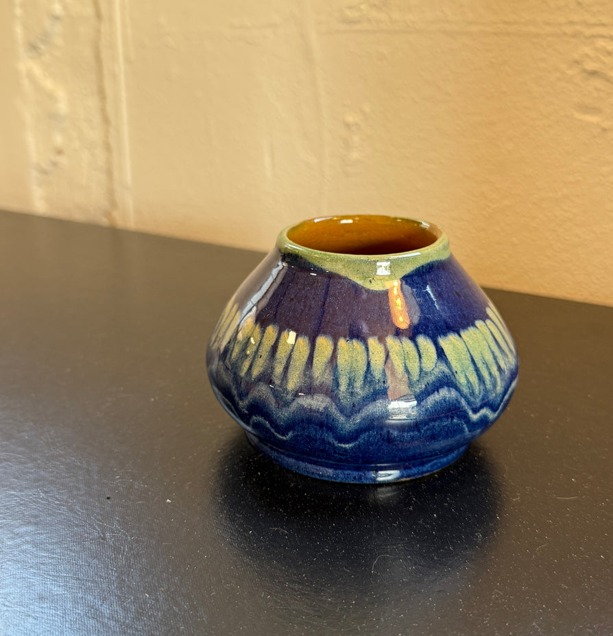 Danish Vase in Blue & Yellow