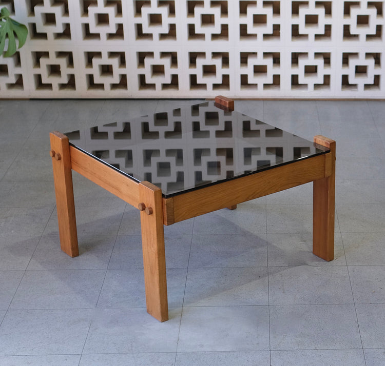 1970s Coffee Table in Blackwood & Glass