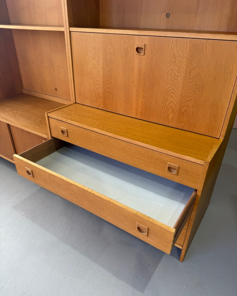 Three-Bay Danish Wall Unit in Oak