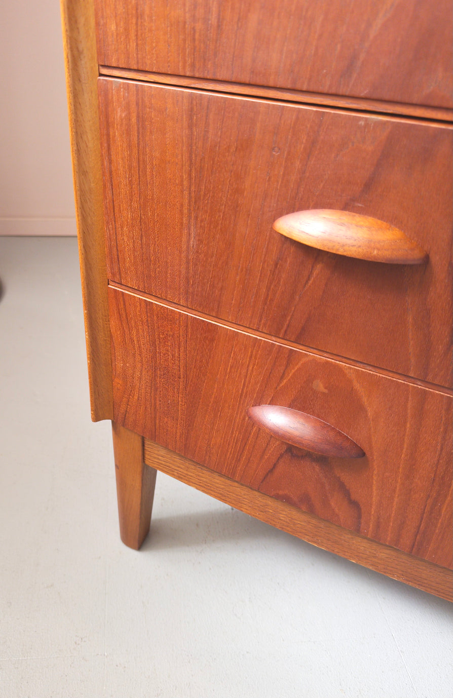 Danish Bow-Front Tallboy in Teak & Oak