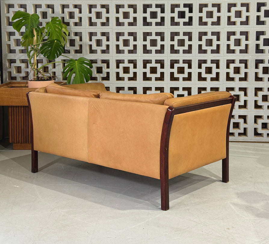 Danish Two Seater Stouby Sofa in Natural Leather