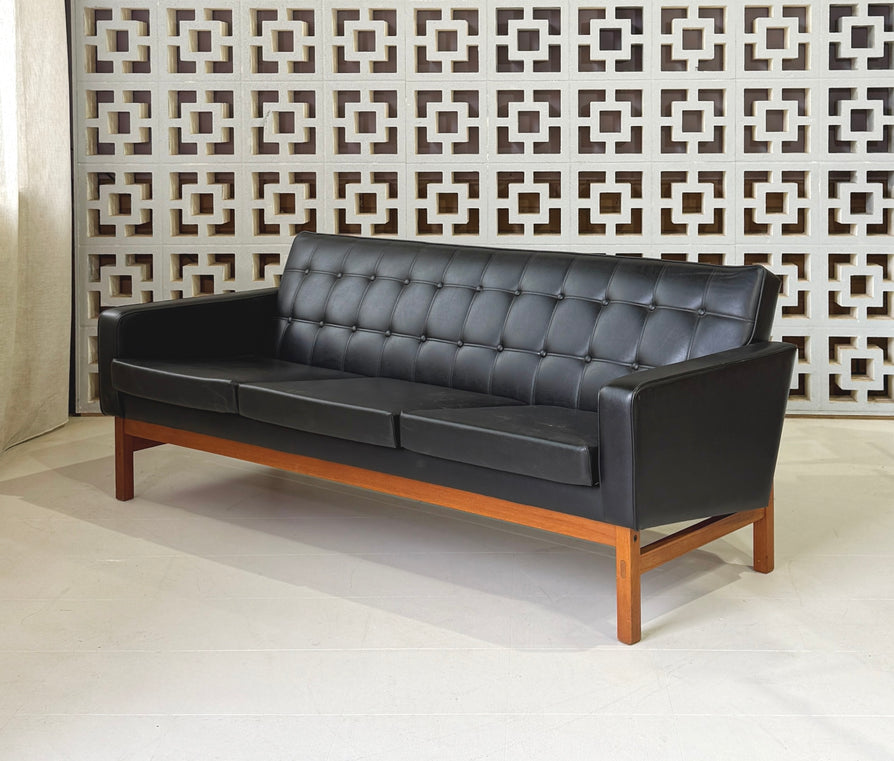 Swedish Three-Seater in Original Black Vinyl