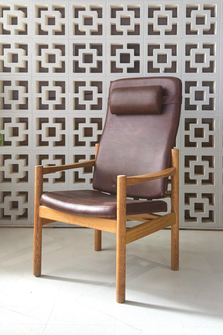 Danish High-Back Easy Chair in Oak