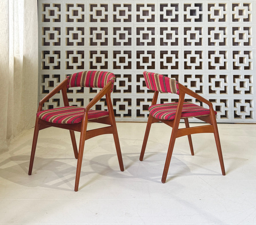 Four Danish Dining Chairs in Teak & Original Wool