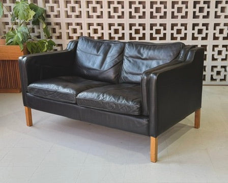 Two Seater Sofa by Stouby in Black Leather