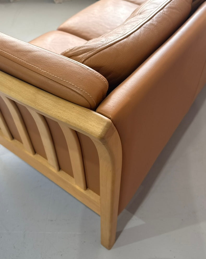 Three Seater Sofa in Tan Leather