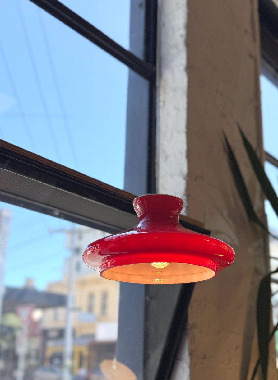 Mid Century Pendant in Red Glass