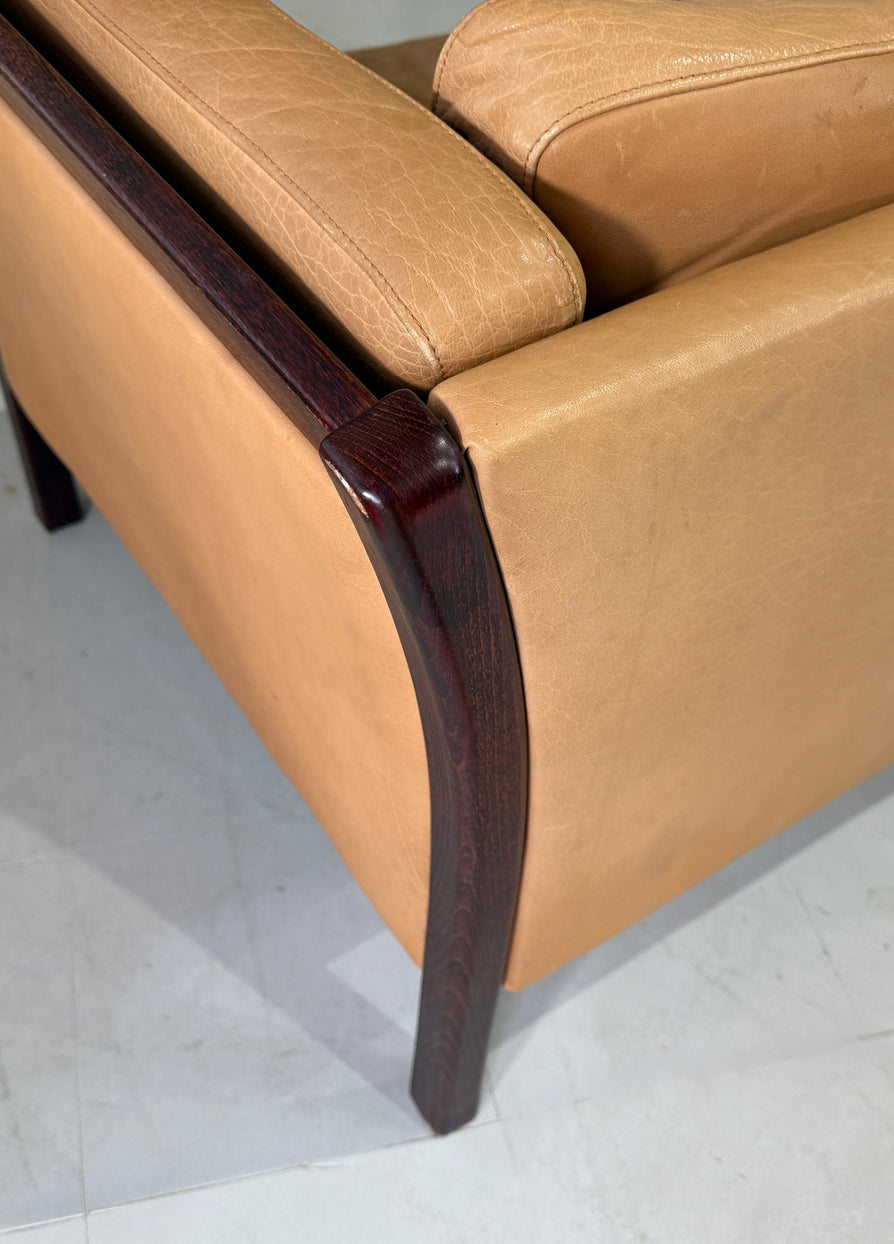 Danish Two Seater Stouby Sofa in Natural Leather
