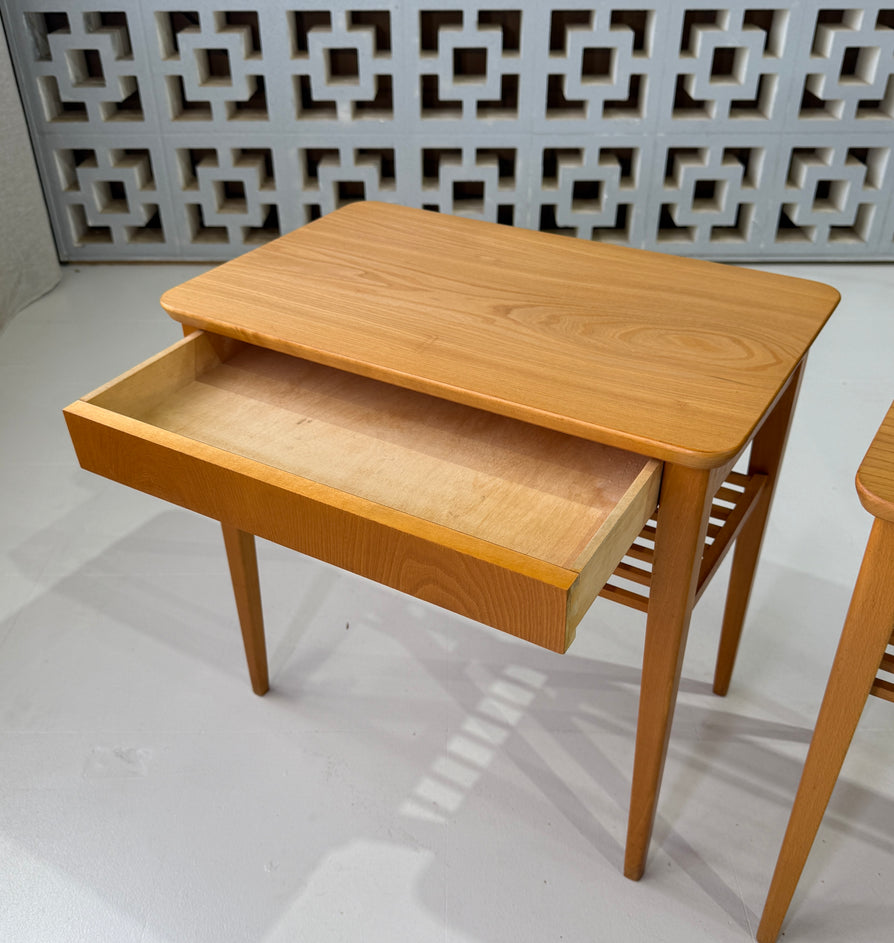 Pair of Swedish 1950s Bedside Tables in Beech