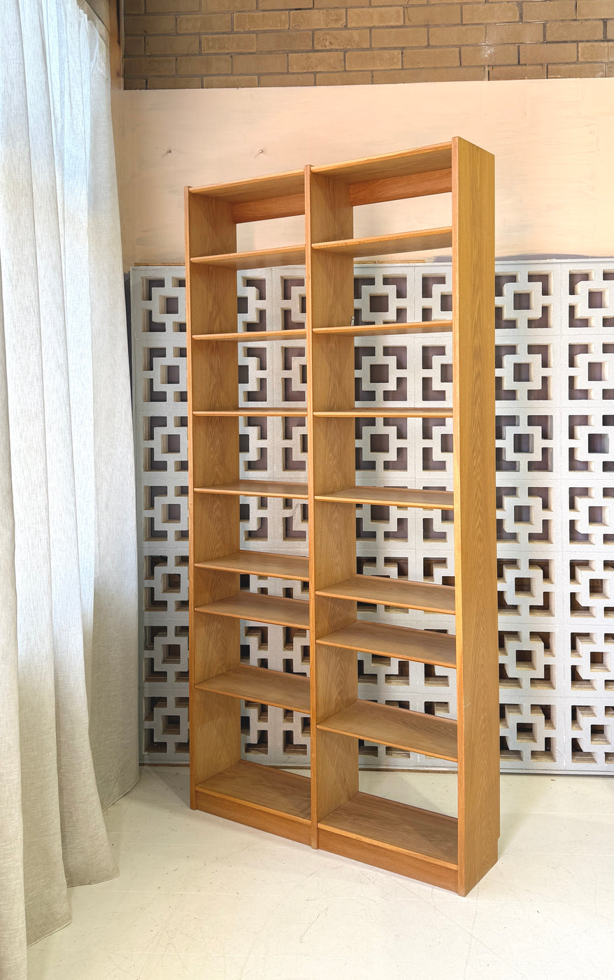 Tall Open Danish Bookcase in Oak