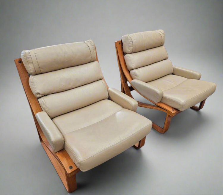Tessa T4 Lounge Chairs in Cream Leather