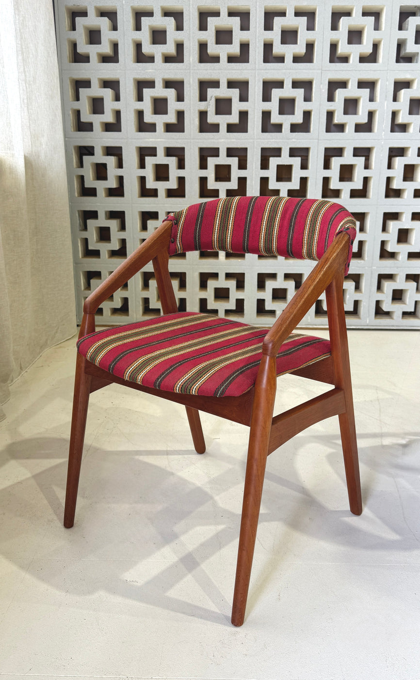Four Danish Dining Chairs in Teak & Original Wool
