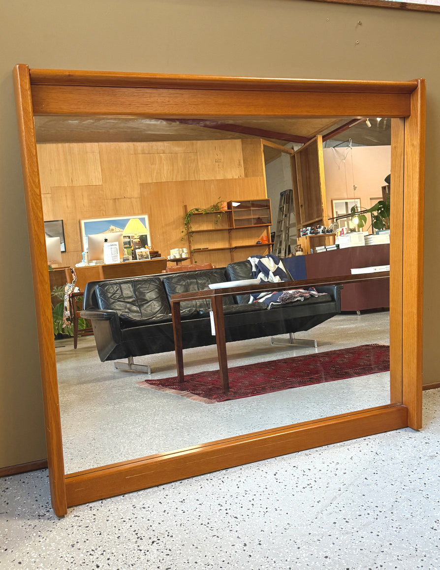 Large 1970s Wall Mirror in Teak