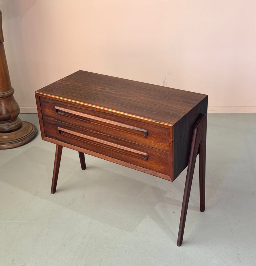Low-Profile Danish Bedside Drawers in Rosewood