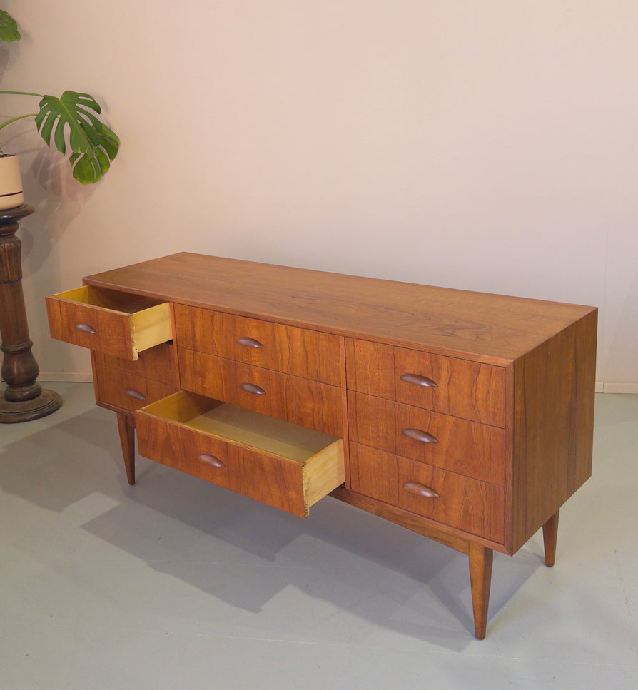 Mid-Century Nine-Drawer Chest / Sideboard in Teak