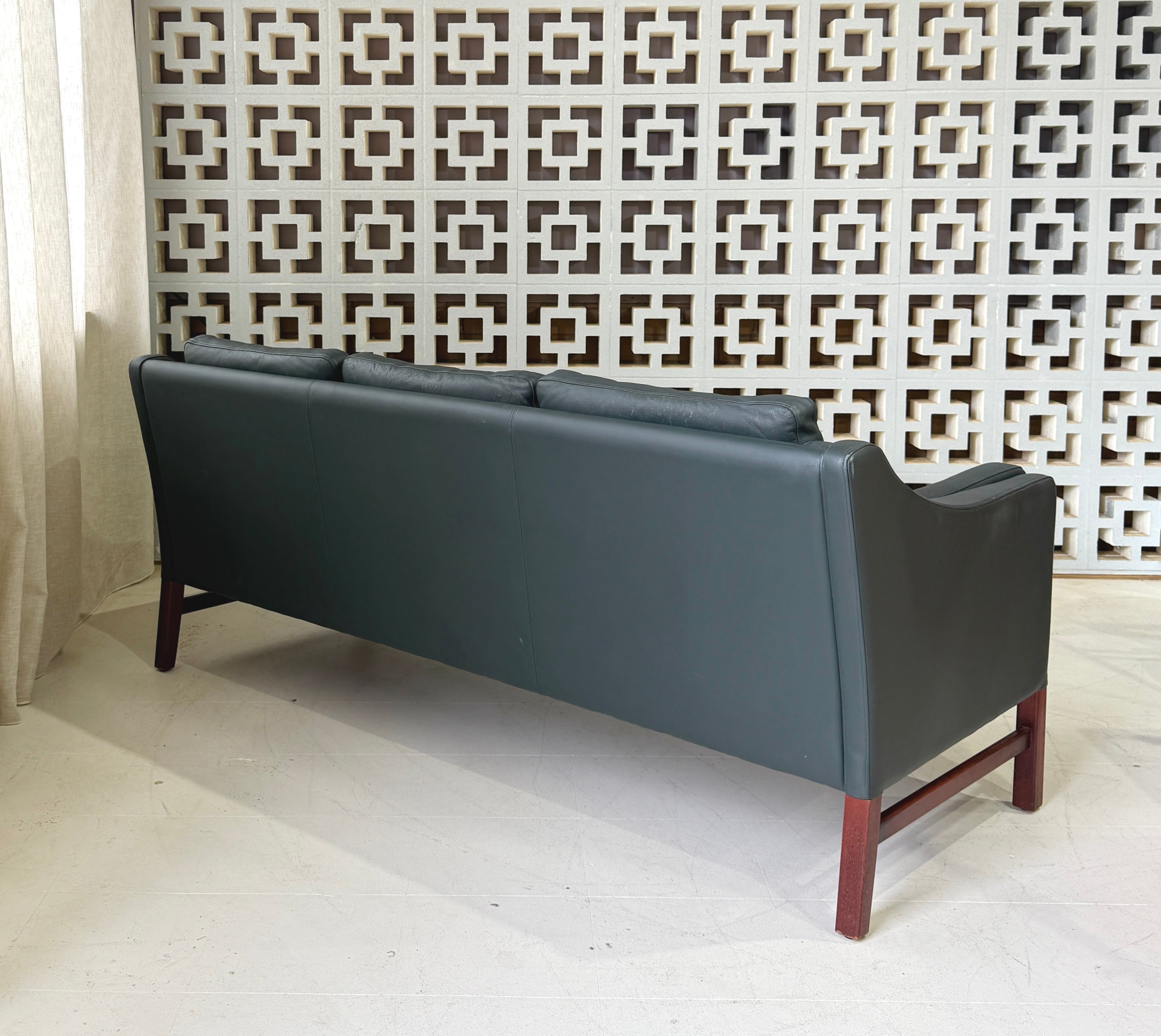 Skipper Three Seater Danish Sofa in Green Leather