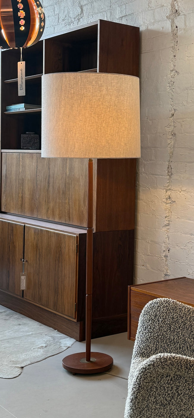 Danish Floor Lamp in Teak & Brass