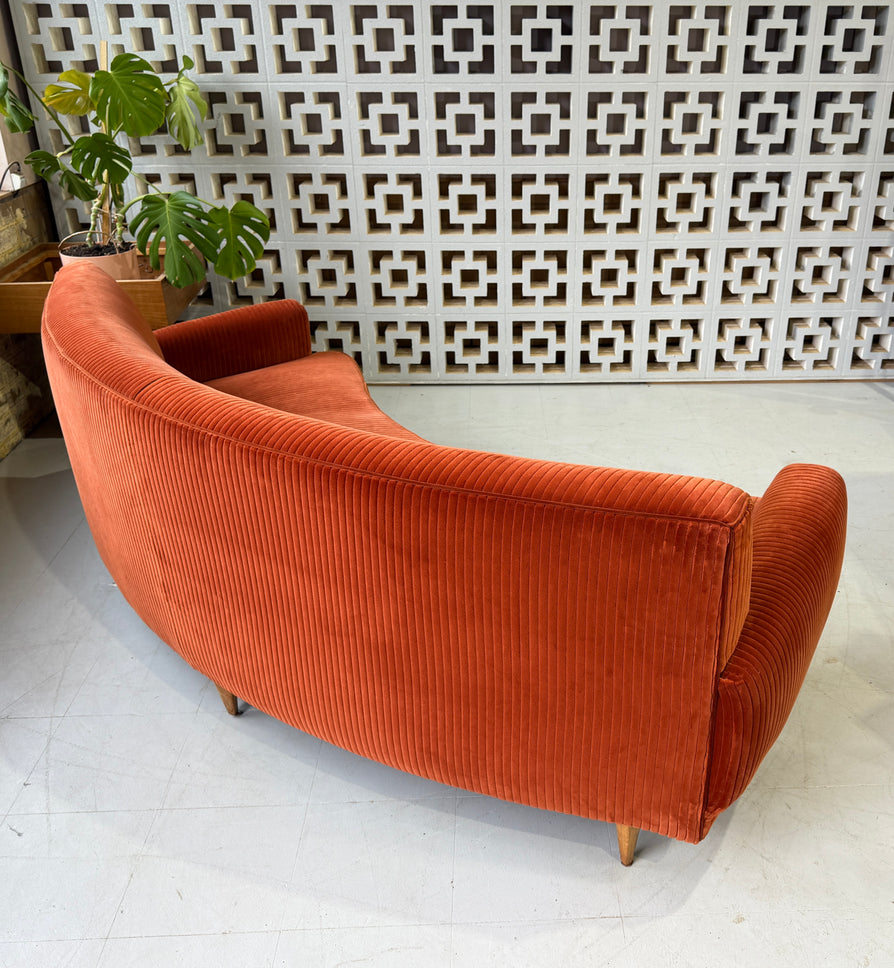 Mid-Century Curved Sofa in Kvadrat Corduroy