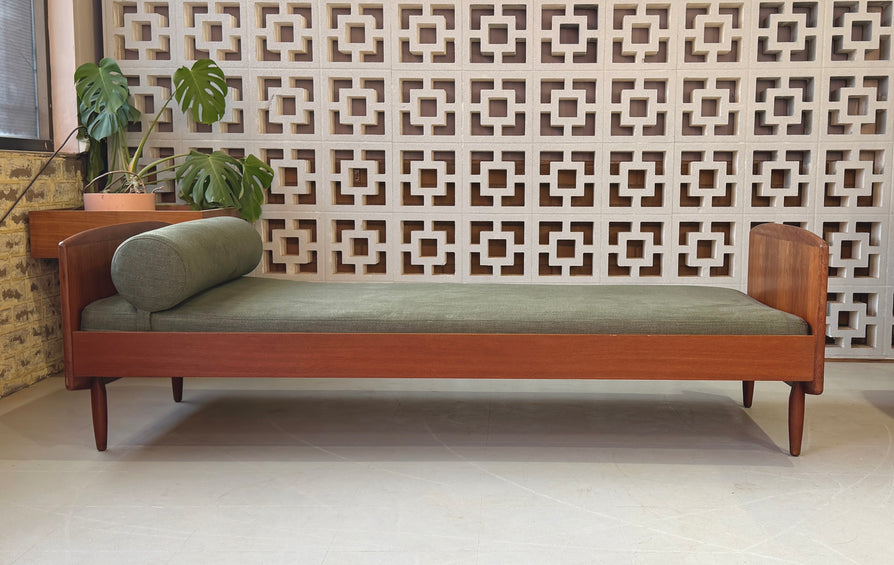 Danish Daybed in Teak & With New Fabric