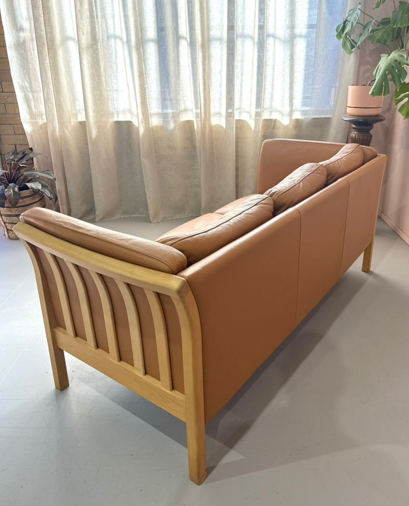 Three Seater Sofa in Tan Leather