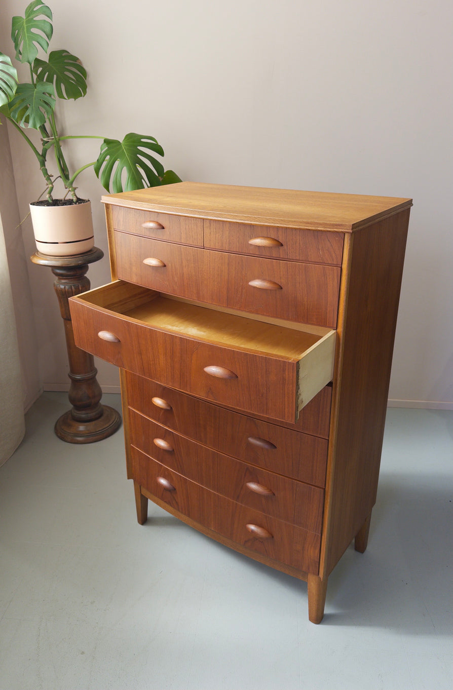 Danish Bow-Front Tallboy in Teak & Oak