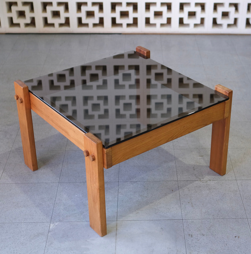 1970s Coffee Table in Blackwood & Glass