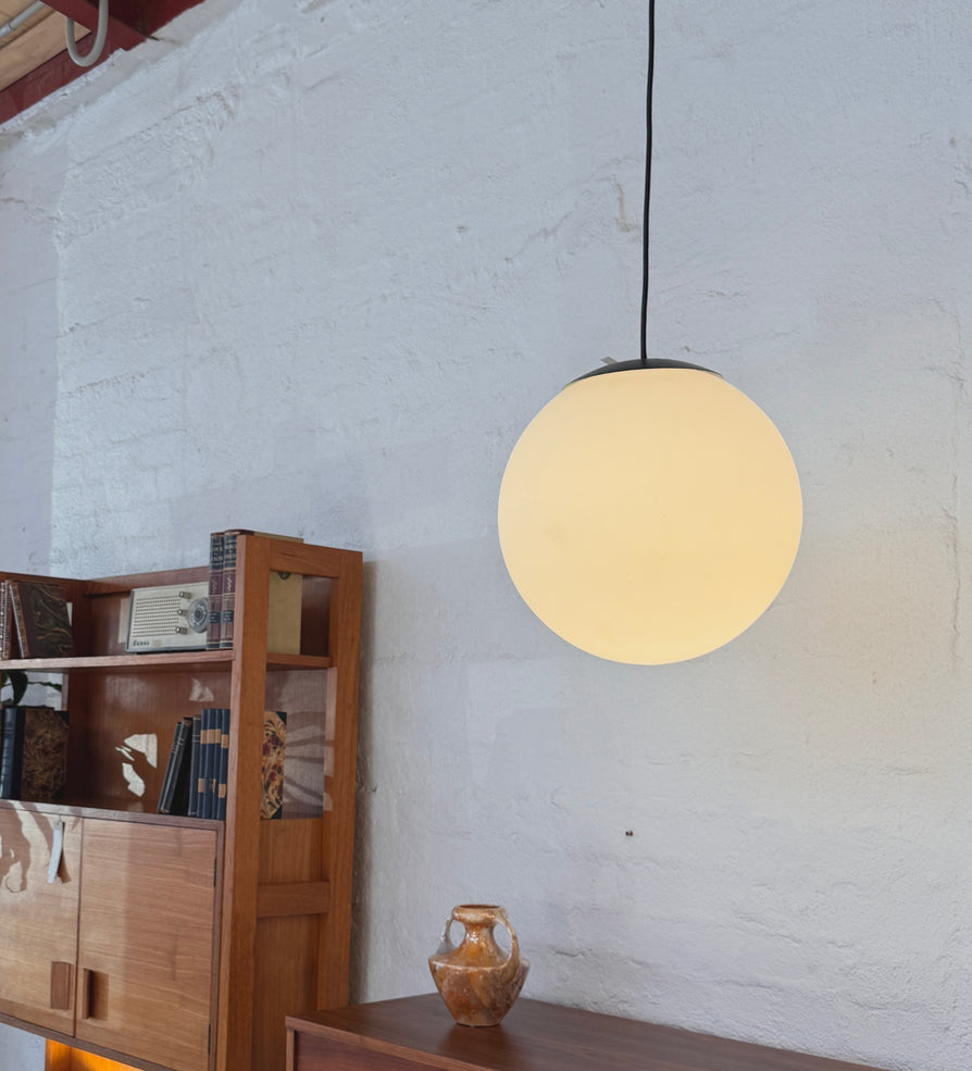 Mid-Century Ball Pendant in Frosted Glass