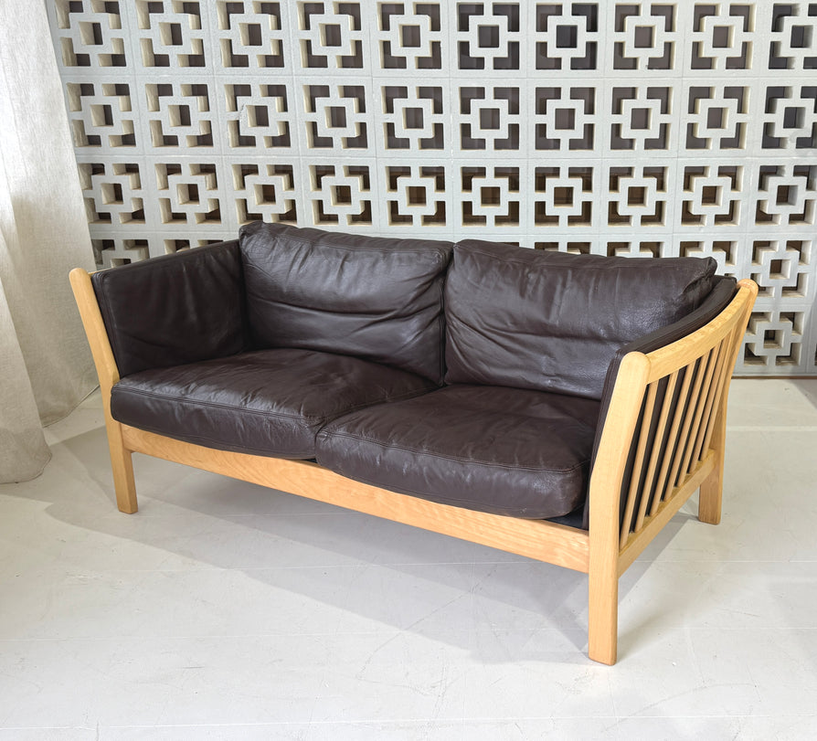 Danish Two Seater Sofa in Leather