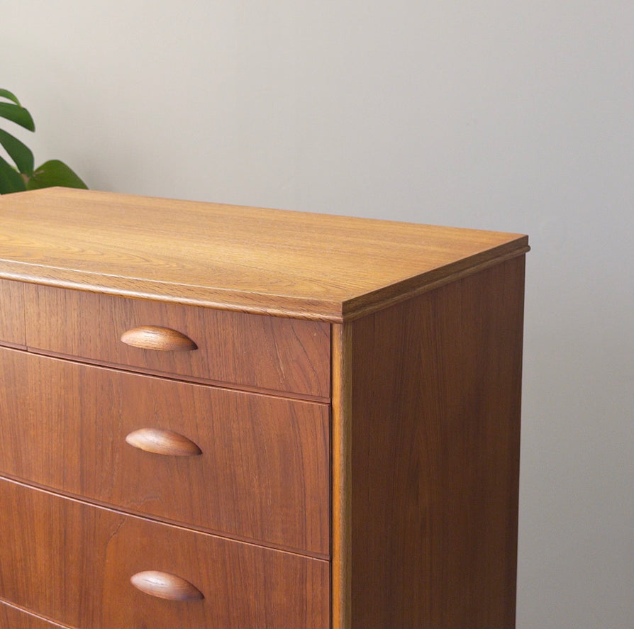 Danish Bow-Front Tallboy in Teak & Oak