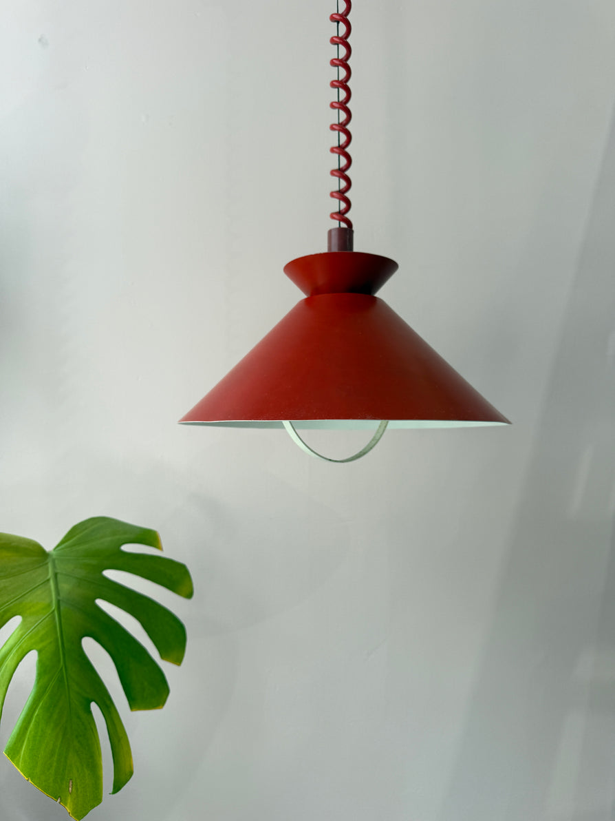Danish Retractable Pendant in Red Enamel