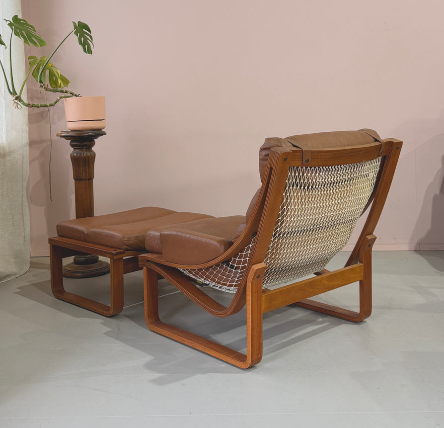 Tessa T4 Lounge Chair & Footstool in Tan Leather