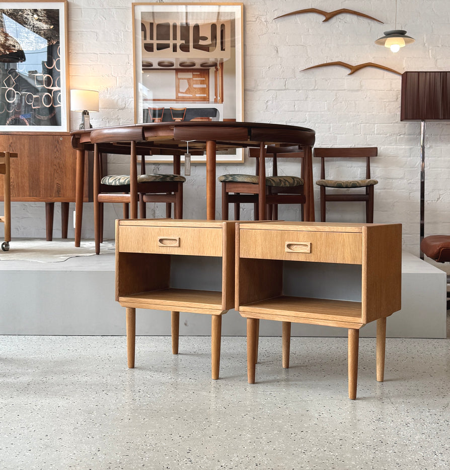 Pair of Danish Bedside Tables in Oak