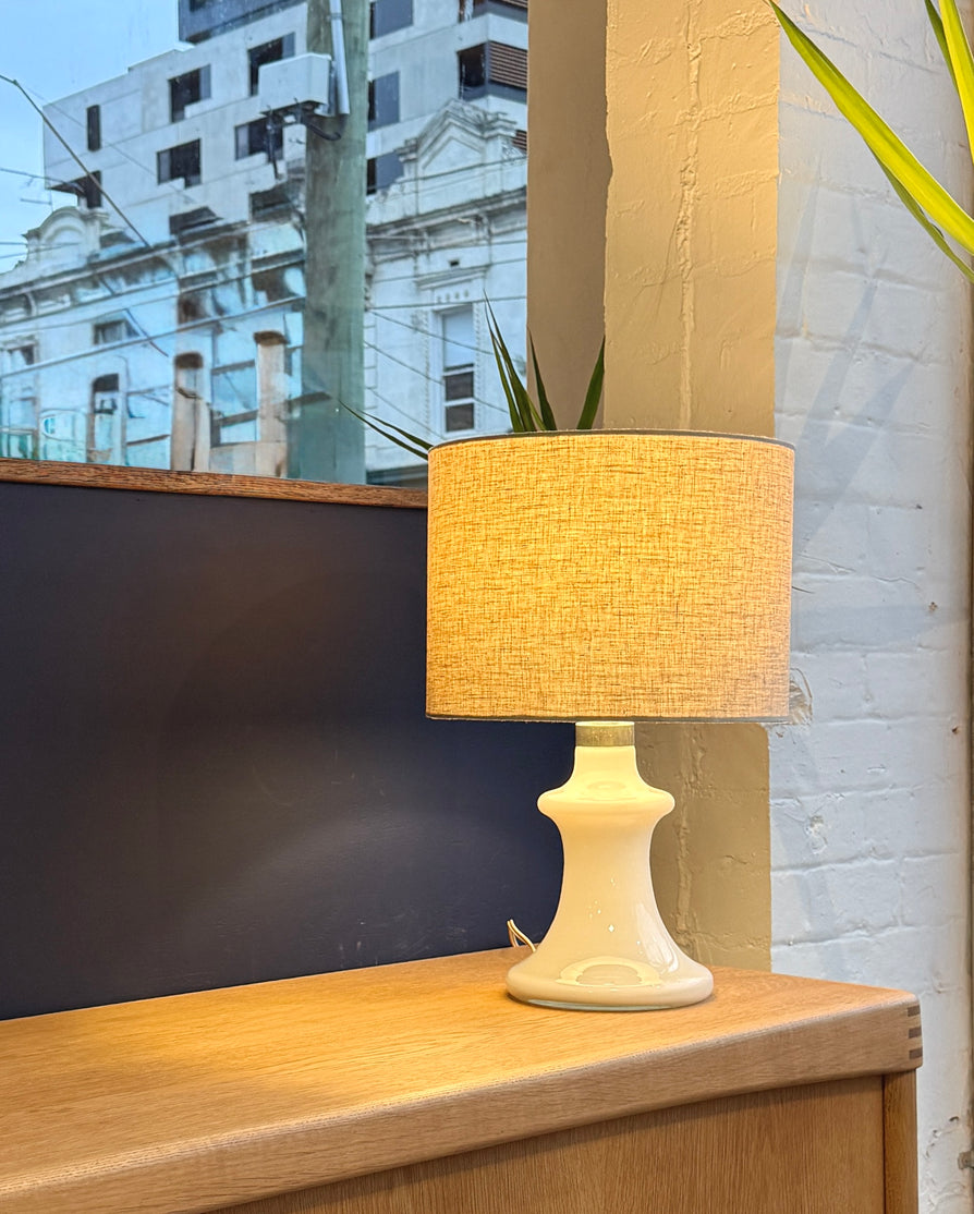 Holmegaard Table Lamp in White Glass