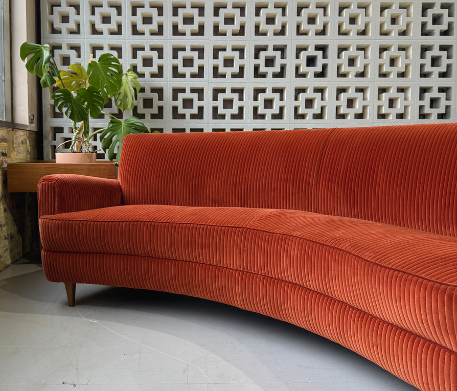 Mid-Century Curved Sofa in Kvadrat Corduroy