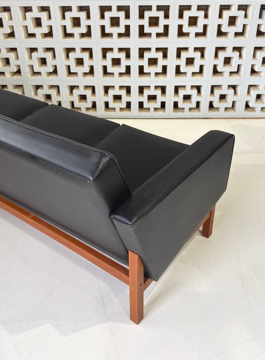Swedish Three-Seater in Original Black Vinyl