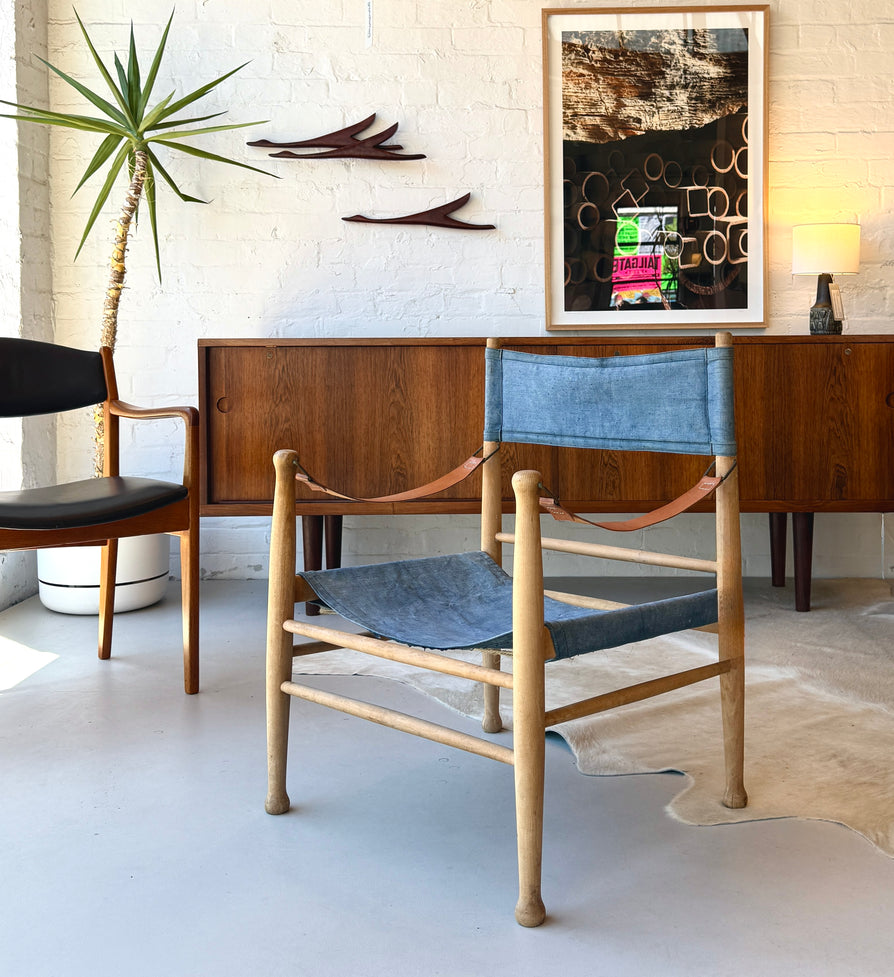 Farstrup Safari Chair in Blue Canvas