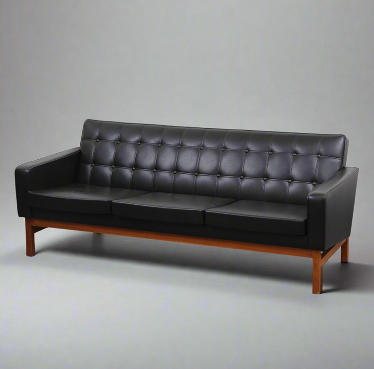 Swedish Three-Seater in Original Black Vinyl