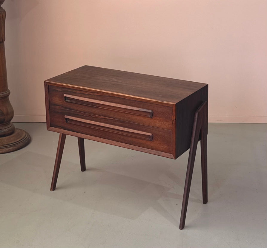 Low-Profile Danish Bedside Drawers in Rosewood