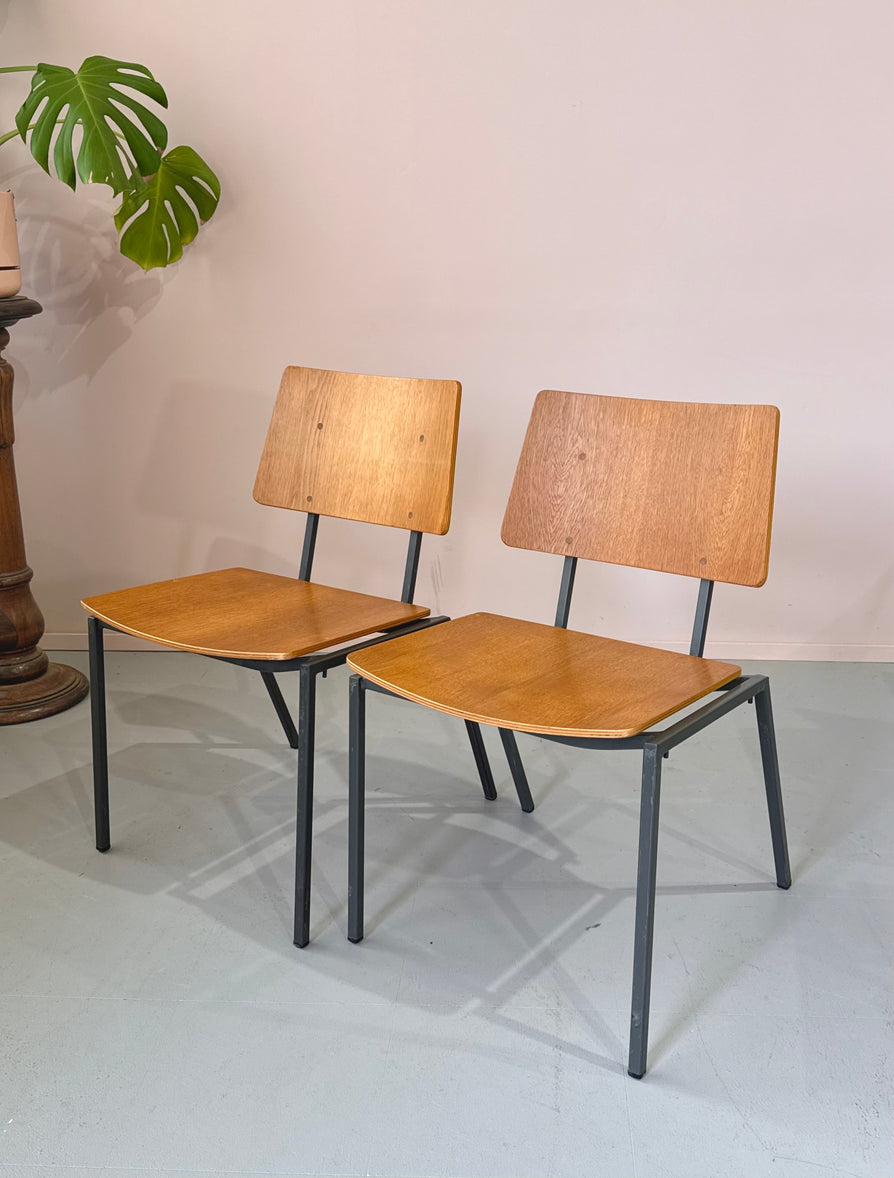 Set of Six Danish School Chairs