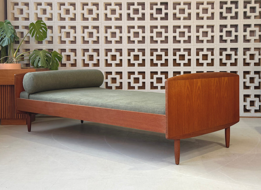 Danish Daybed in Teak & With New Fabric