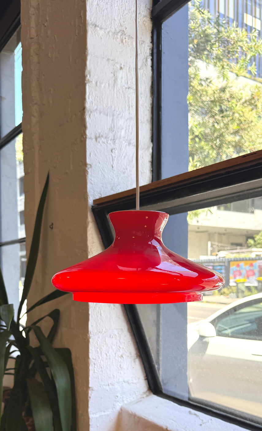 Mid Century Pendant in Red Glass