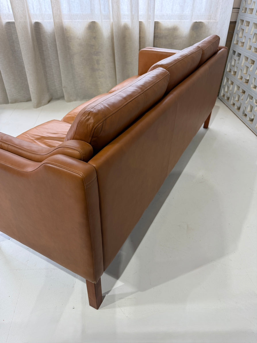 Danish Three Seater Sofa in Caramel Leather
