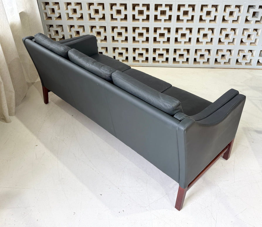 Skipper Three Seater Danish Sofa in Green Leather