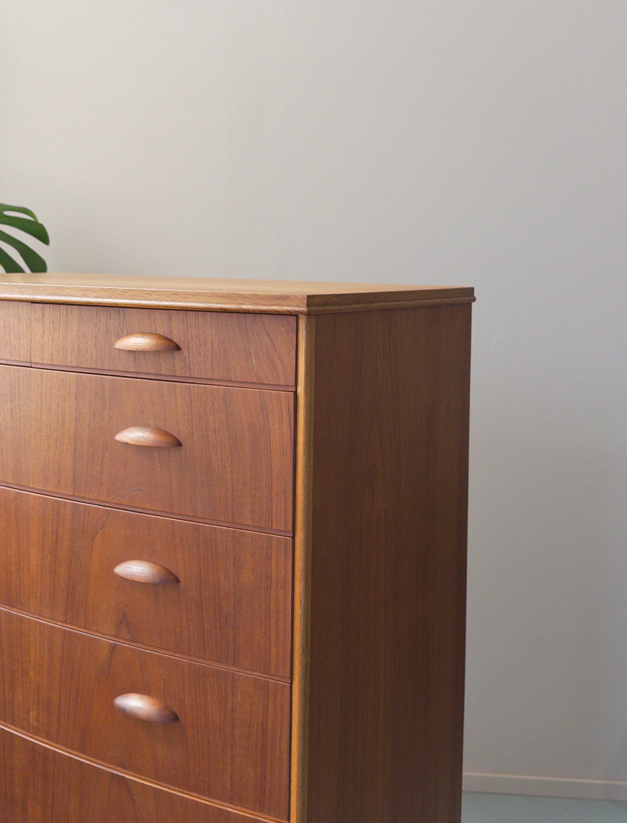 Danish Bow-Front Tallboy in Teak & Oak